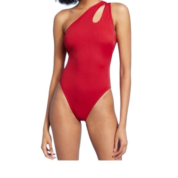 Red Shade & Shore One-shoulder asymmetrical design with cut out size Medium 8 10 - Picture 1 of 5